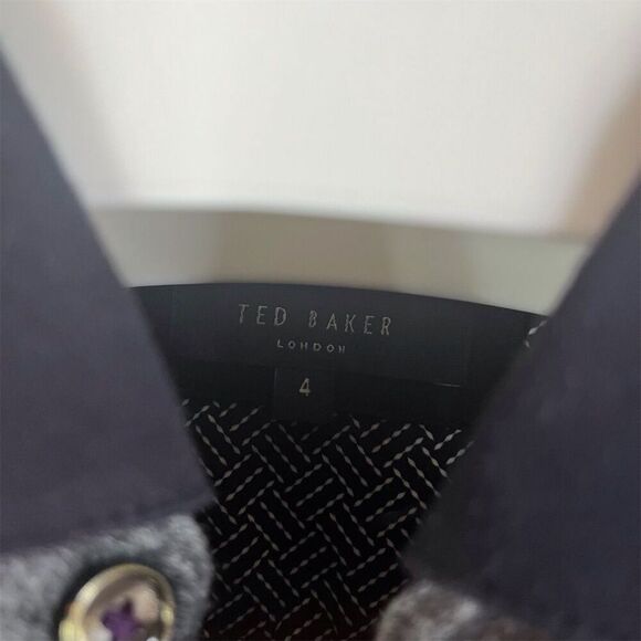Ted Baker MensHoundstooth Knit Polo Shirt Black and Gray‎ Long Sleeve Size Large - Picture 7 of 10